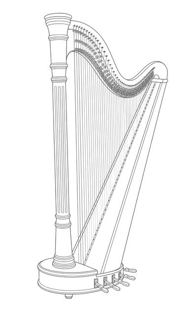 Technical line drawing of Lyon & Healy Chicago Concertino Extended