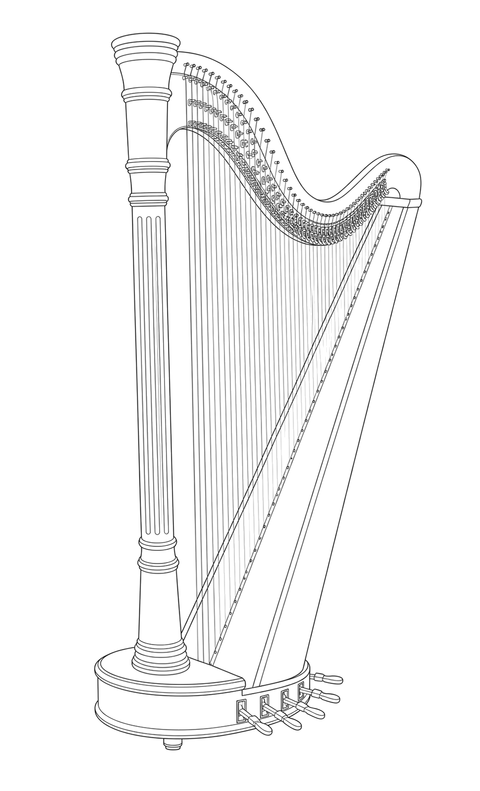 Technical line drawing of Lyon & Healy Chicago Concertino Extended