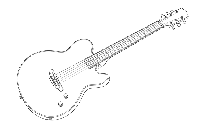 Technical line drawing of Gibson Chet Atkins SST