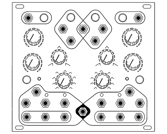 Technical line drawing of 4ms Pingable Envelope Generator Eurorack module