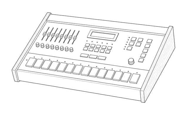 Technical line drawing of Linn LM-1