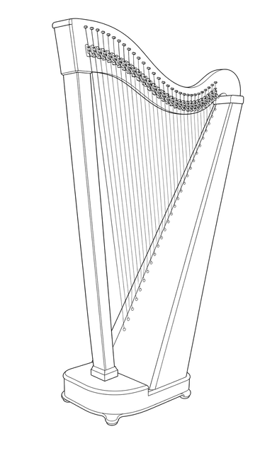 Technical line drawing of Dusty Strings FH Family