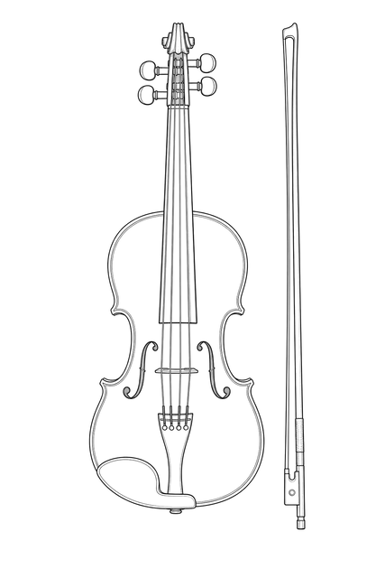 Technical line drawing of Bowed String Instruments