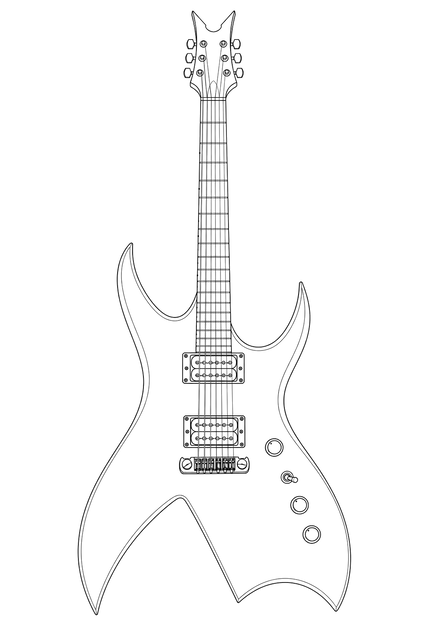 Technical line drawing of B.C. Rich Bich