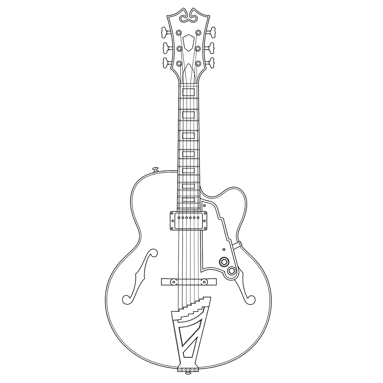 Technical line drawing of D'Angelico Excel EXL-1