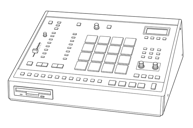 Technical line drawing of E-mu SP-1200