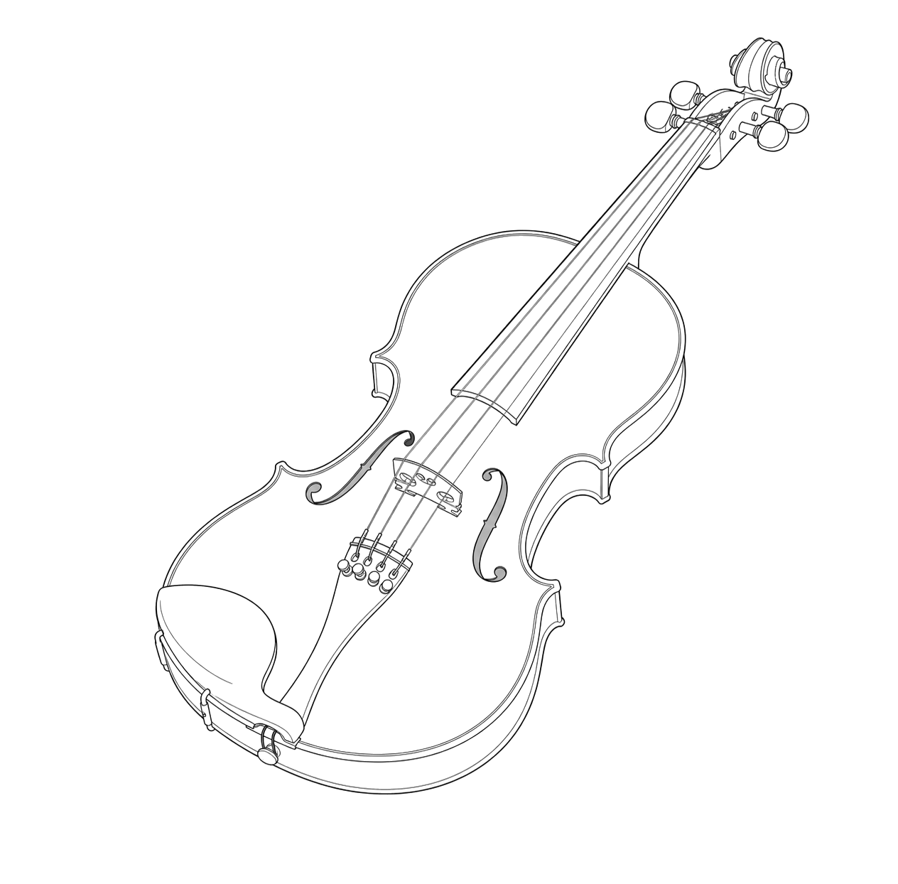 Technical line drawing of Stradivari Violin