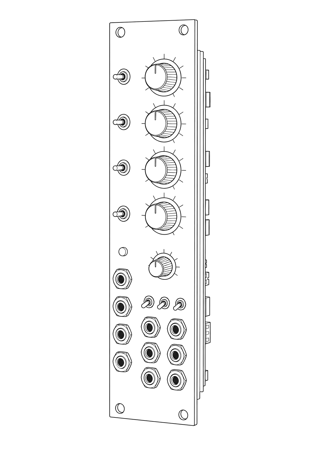 Technical line drawing of a Doepfer A-110-1-style Eurorack VCO module