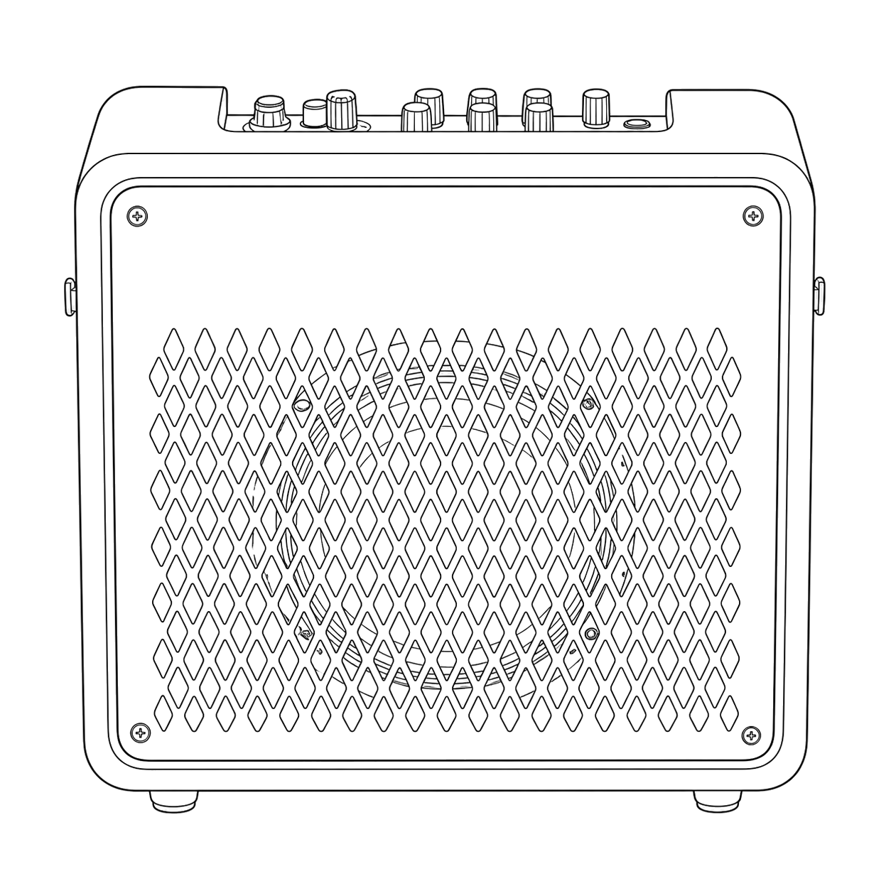 Technical line drawing of Vox MINI GO 50