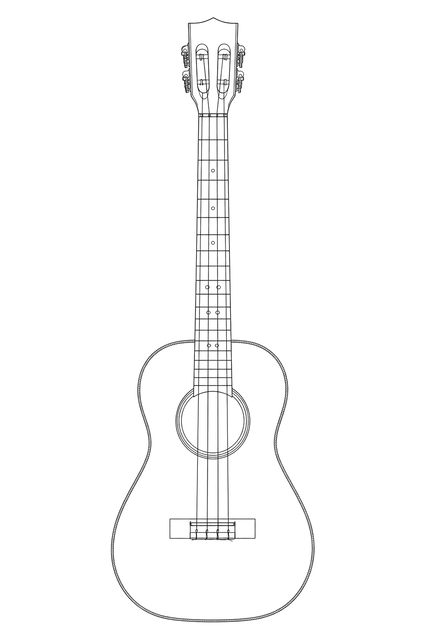 Technical line drawing of Kala KA-SA-B Solid Acacia Baritone
