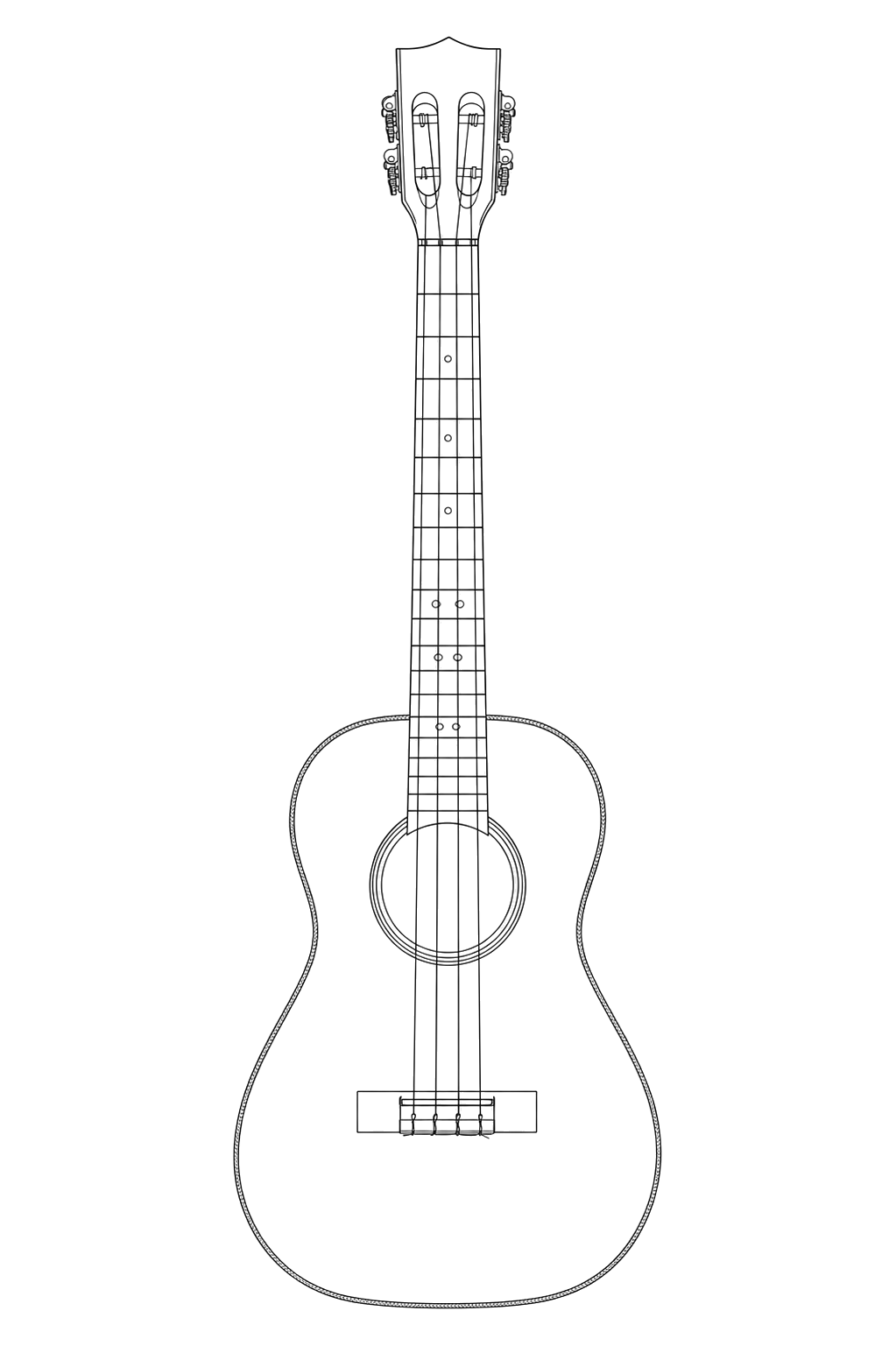 Technical line drawing of Kala KA-SA-B Solid Acacia Baritone