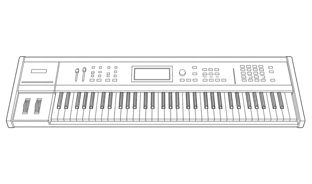 Technical line drawing of Ensoniq ESQ-1