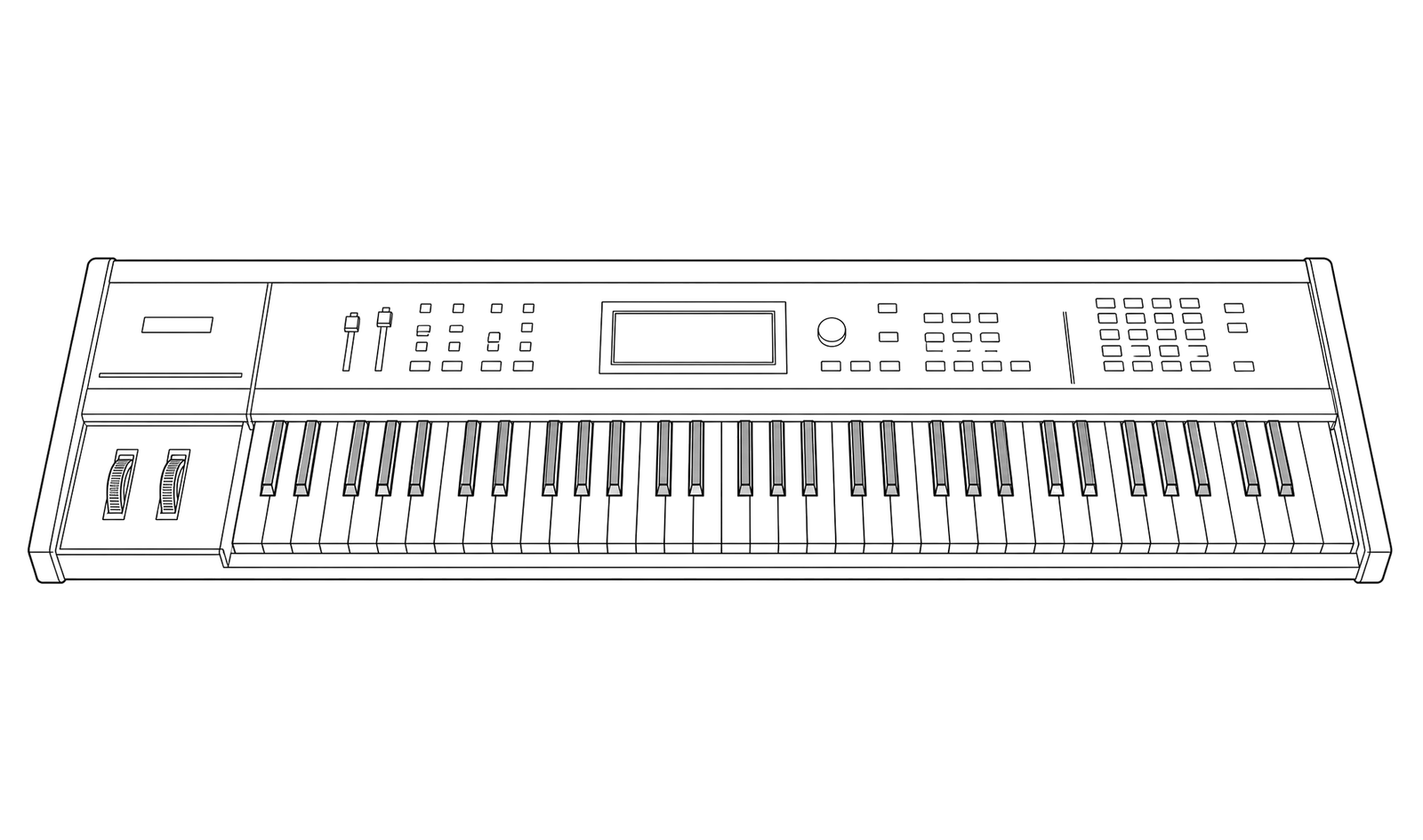 Technical line drawing of Ensoniq ESQ-1