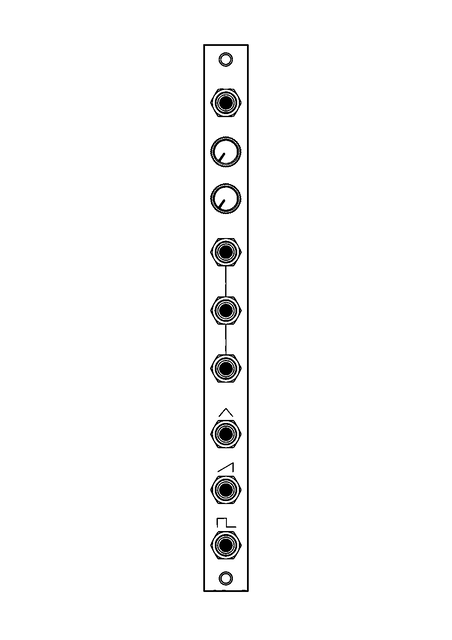 Technical line drawing of 2hp VCO Eurorack module