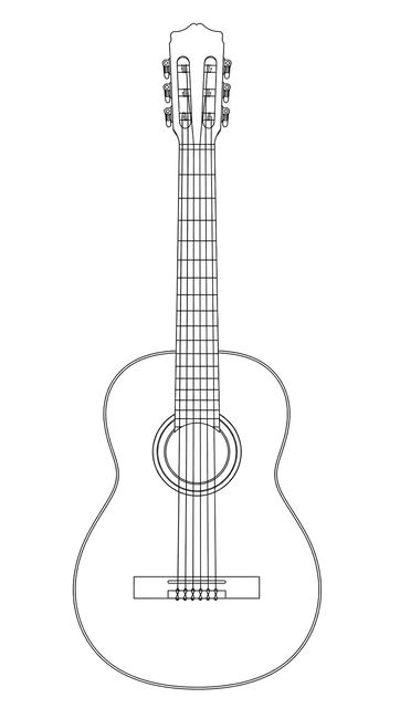 Technical line drawing of Córdoba CP100 Guitar Pack