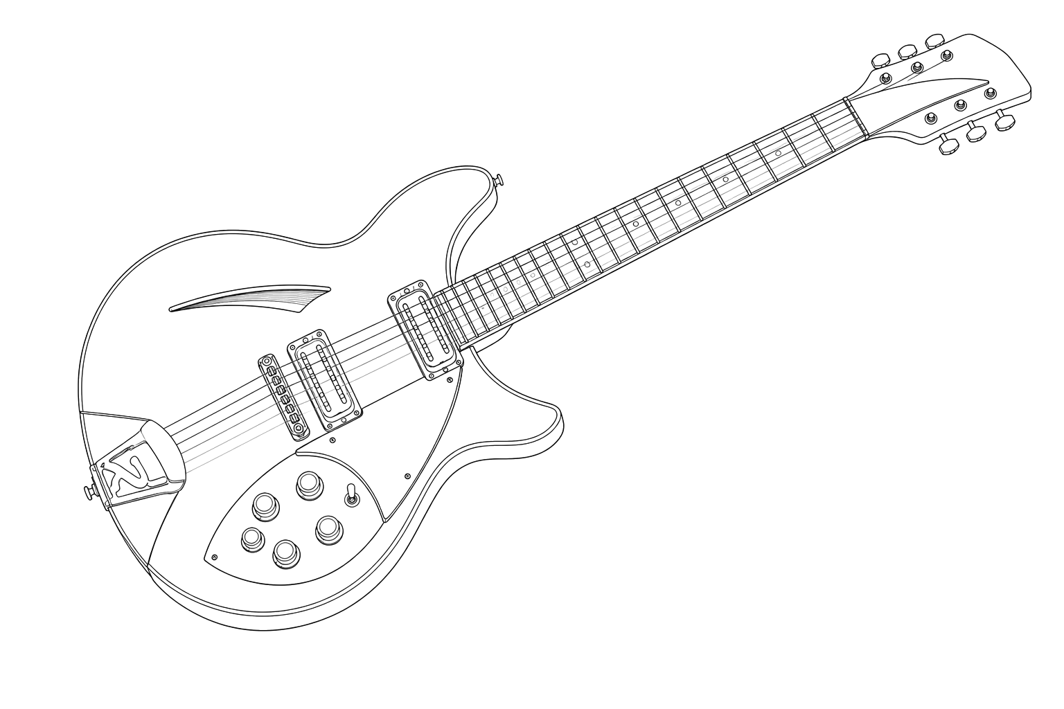 Technical line drawing of Rickenbacker 360