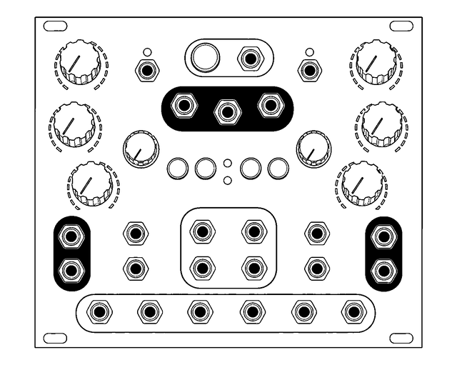 Technical line drawing of 4ms Dual Looping Delay Eurorack module