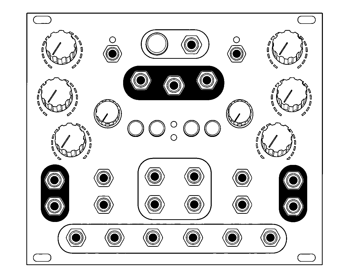 Technical line drawing of 4ms Dual Looping Delay Eurorack module