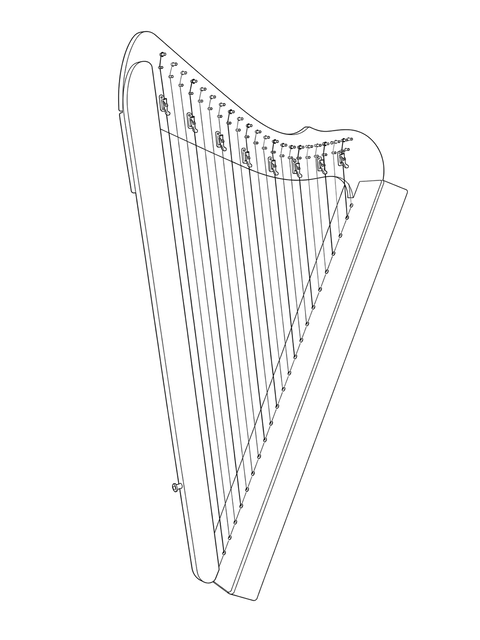 Technical line drawing of Flatsicle Harp