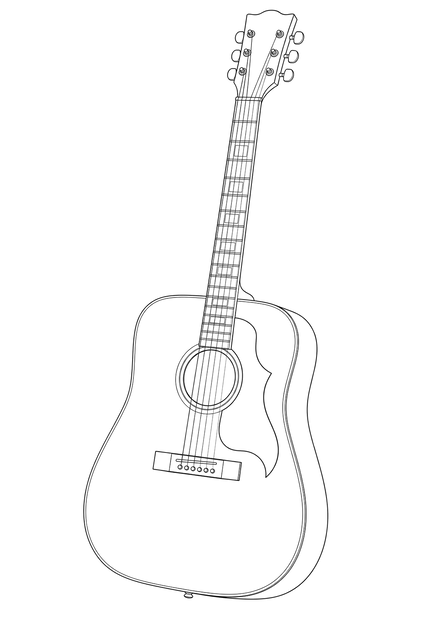 Technical line drawing of Gibson Dove