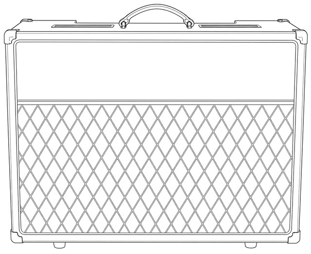 Technical line drawing of Vox AC30 OneTwelve