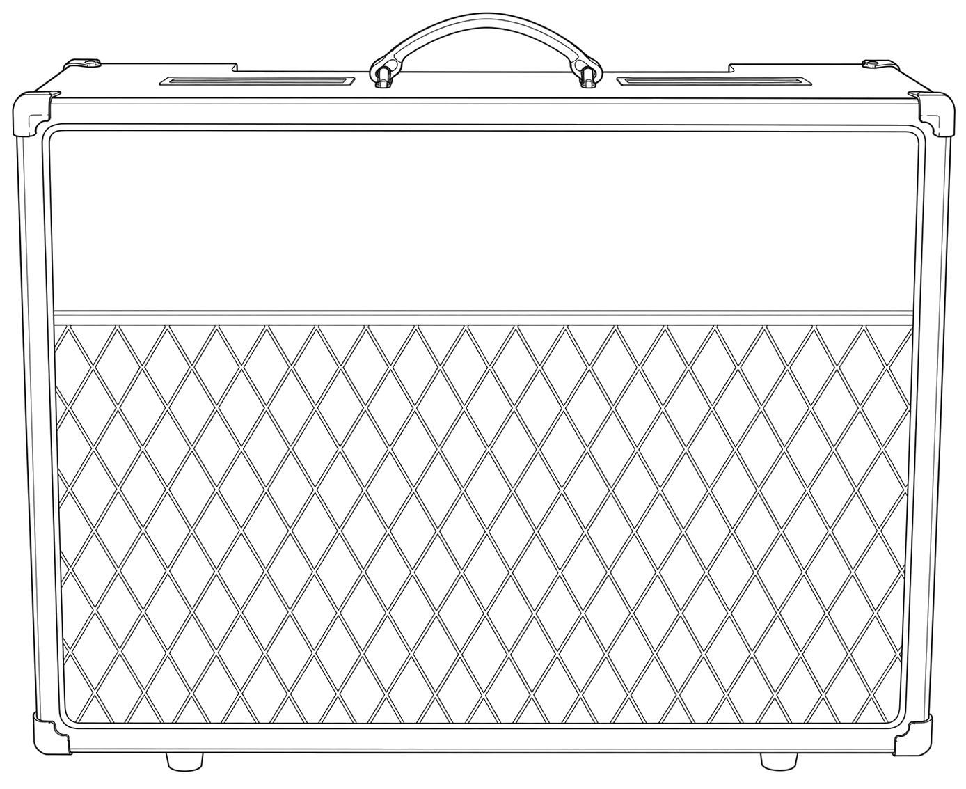 Technical line drawing of Vox AC30 OneTwelve