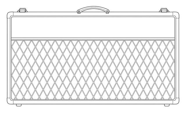 Technical line drawing of Vox AC15 Custom Twin