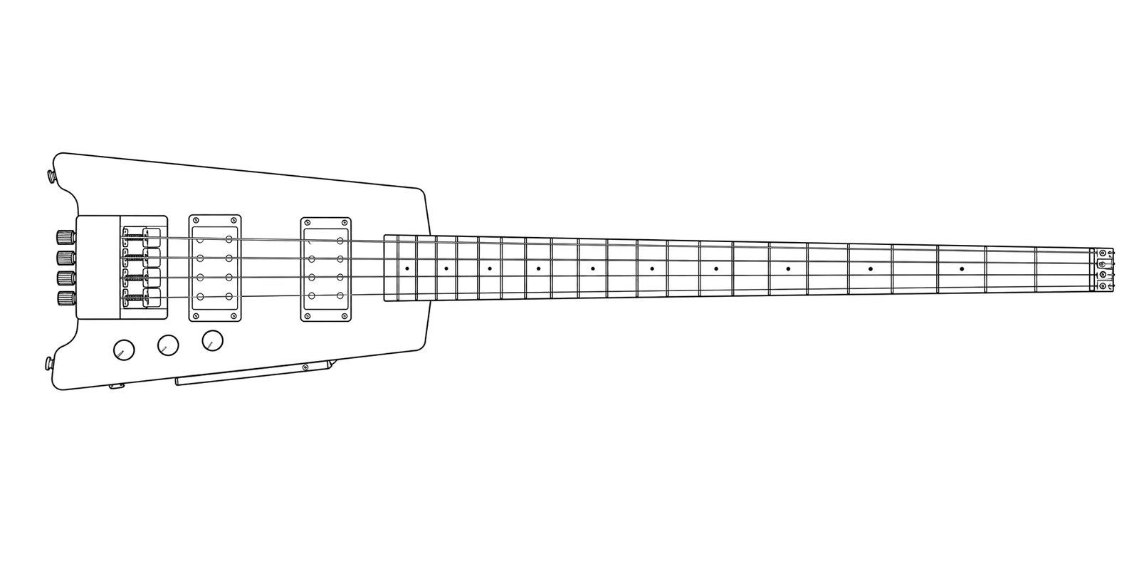 Technical line drawing of Steinberger Spirit XT-2
