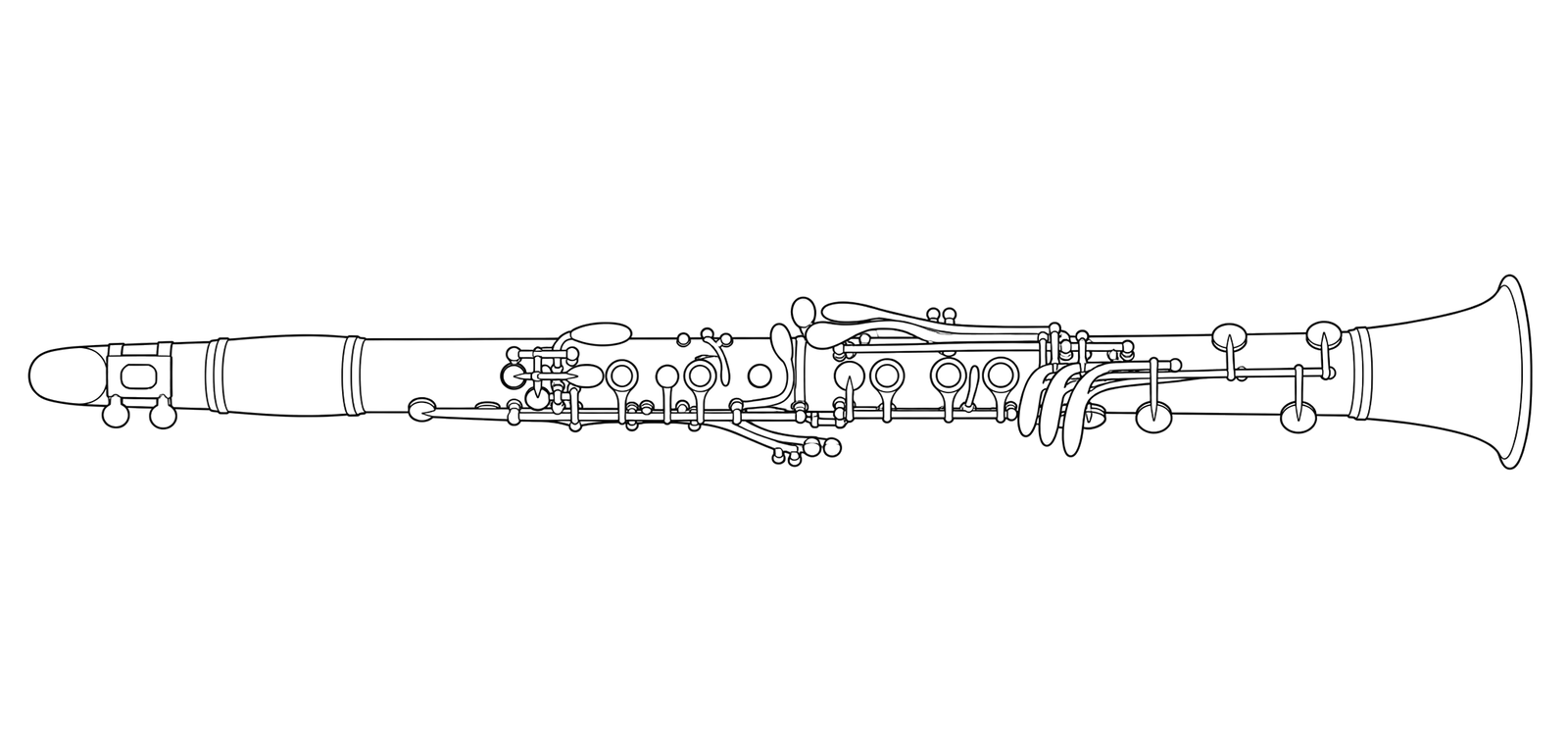 Technical line drawing of Buffet Crampon R13 Bb Clarinet