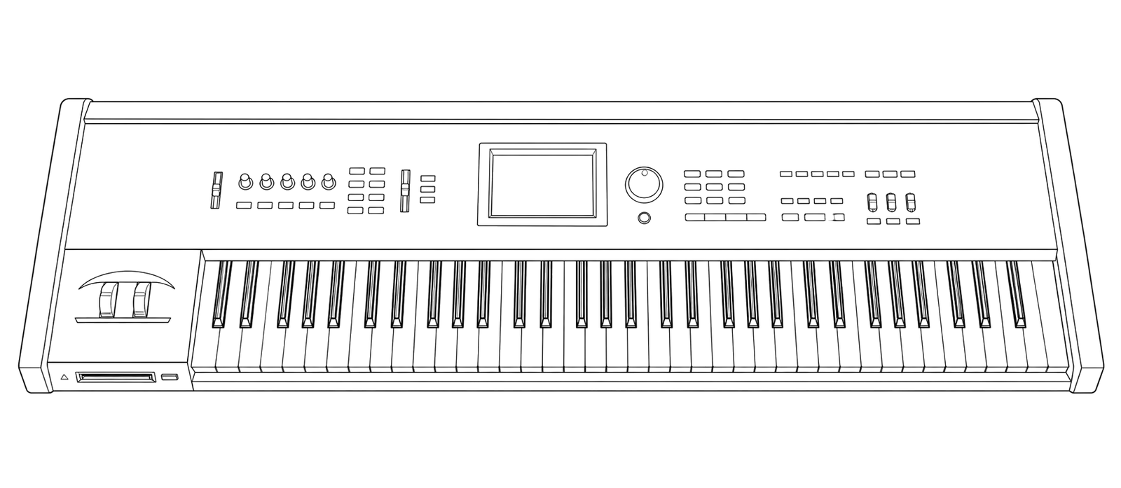 Technical line drawing of Korg Triton