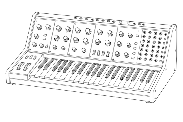 Technical line drawing of Behringer Poly D