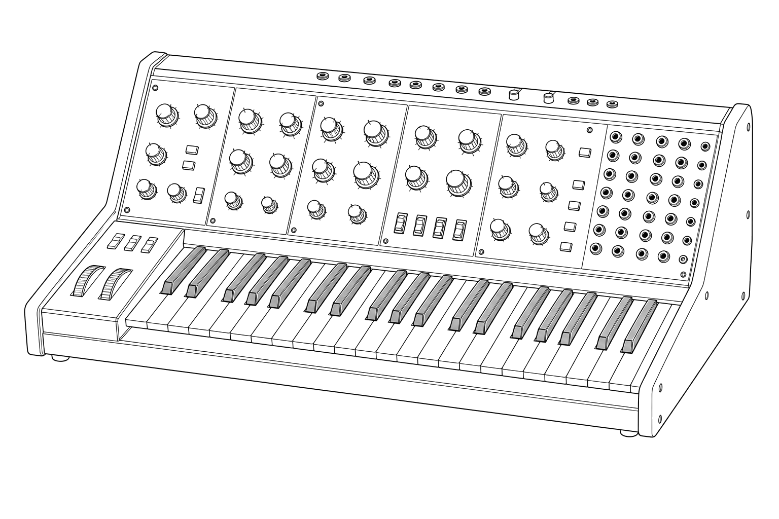 Technical line drawing of Behringer Poly D