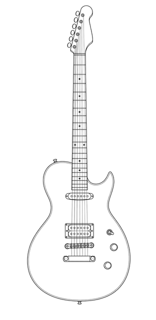 Technical line drawing of Cort MBC-1 Matthew Bellamy Signature