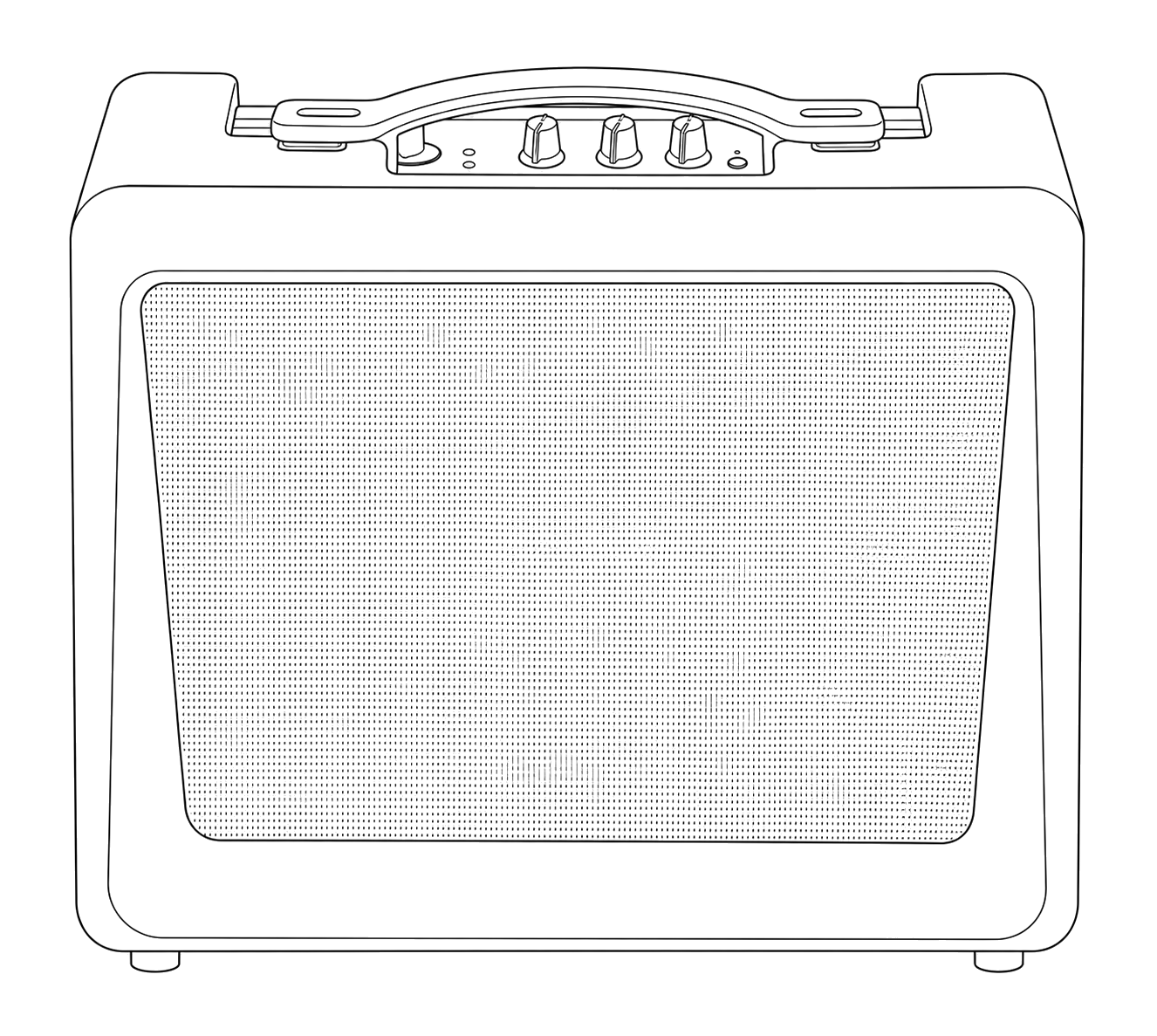 Technical line drawing of Vox VX15GT