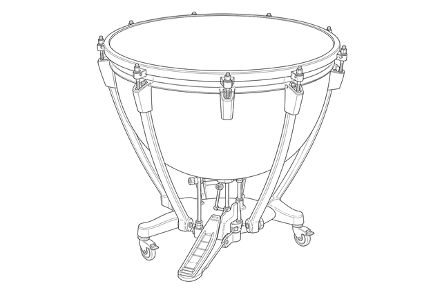 Technical line drawing of Adams Professional Gen II Timpani