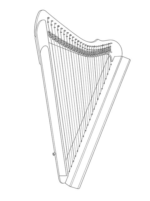 Technical line drawing of Special Edition Fullsicle Harp