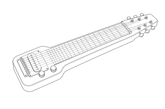 Technical line drawing of Fender White Steel