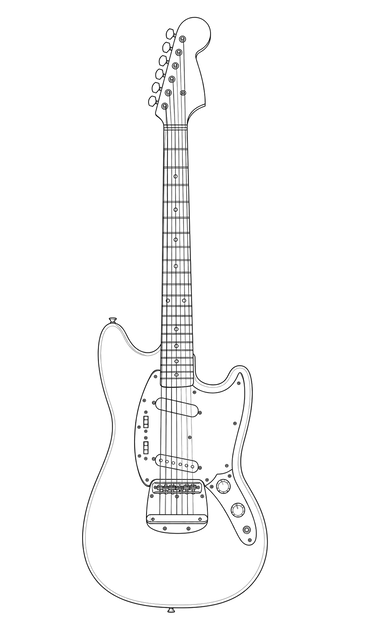 Technical line drawing of Electric Guitars