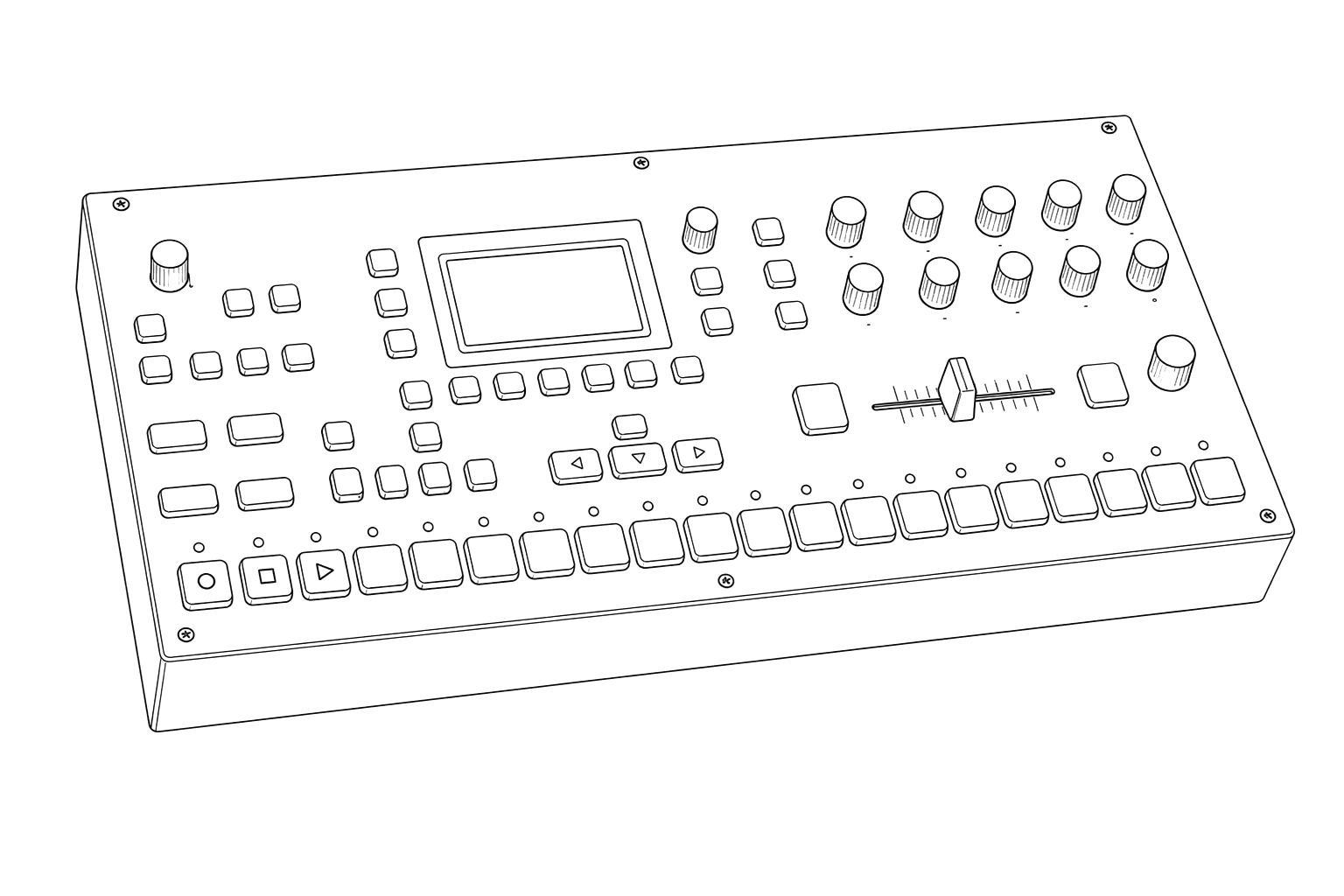 Technical line drawing of Elektron Octatrack