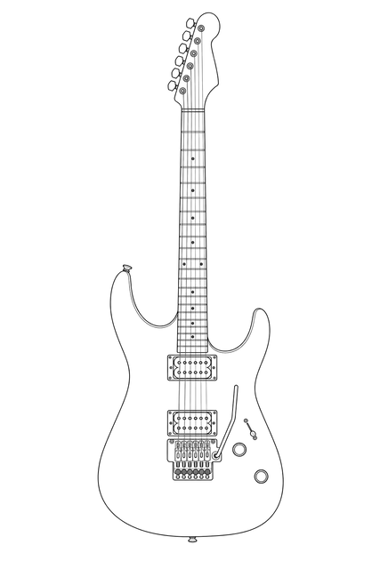 Technical line drawing of Charvel Pro-Mod DK24