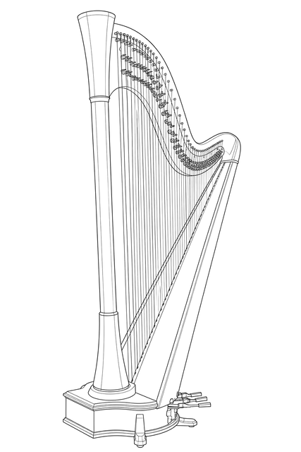 Technical line drawing of Harps