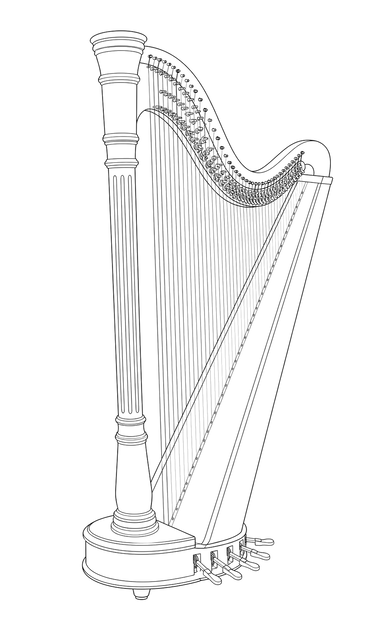 Technical line drawing of Lyon & Healy Chicago Petite 40
