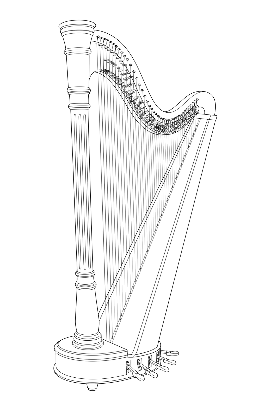 Technical line drawing of Lyon & Healy Chicago Petite 40