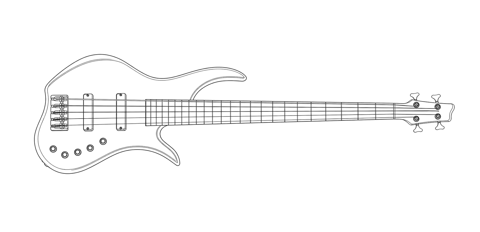 Technical line drawing of AC Guitars Krell