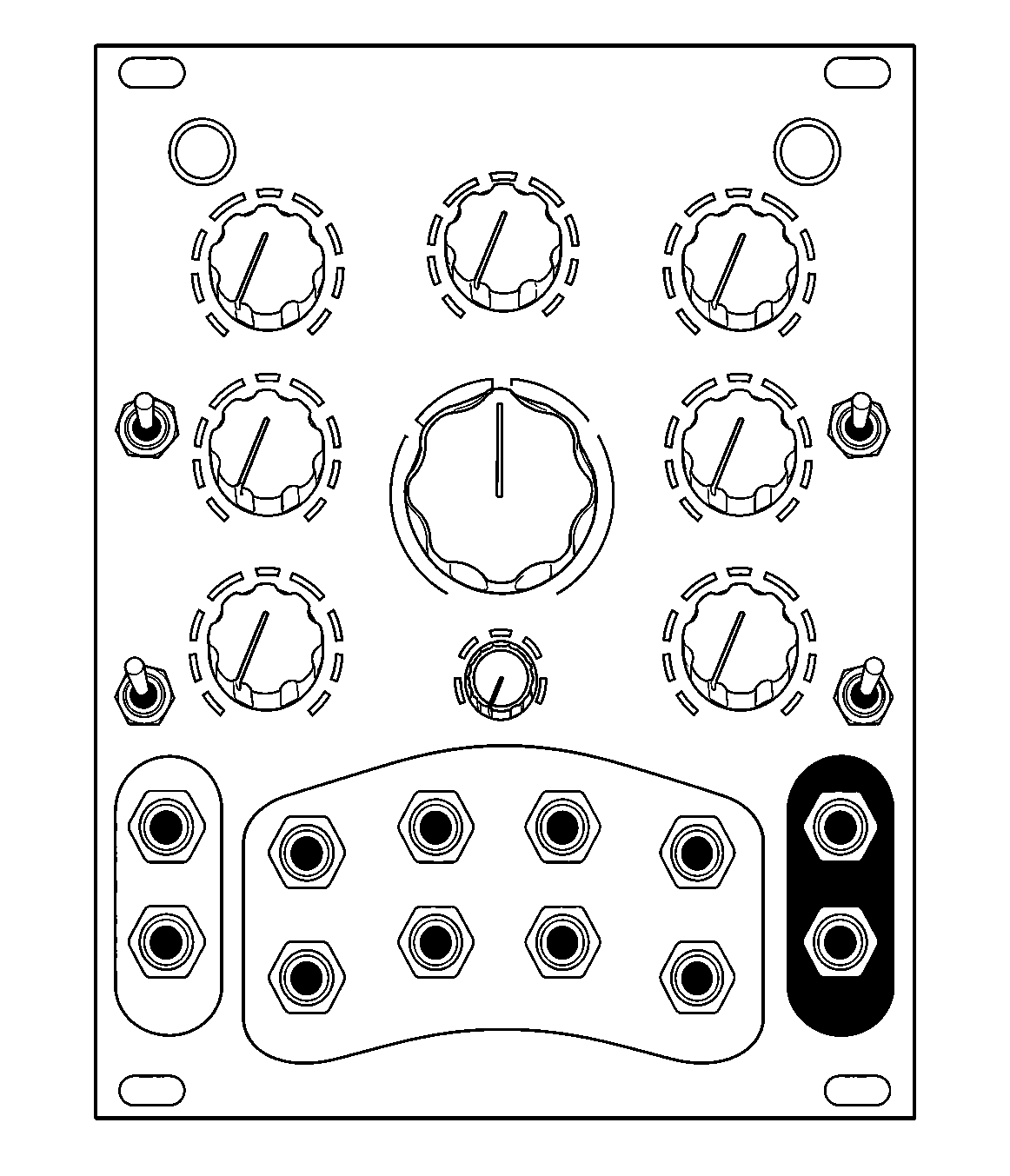 Technical line drawing of 4ms Ensemble Oscillator Eurorack module