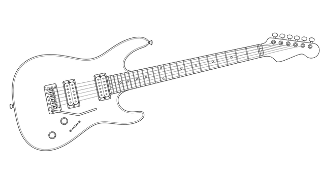 Technical line drawing of Charvel Dinky (DK)