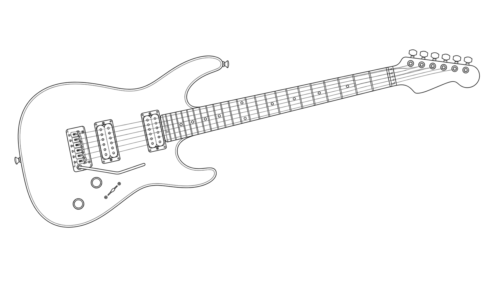Technical line drawing of Charvel Dinky (DK)