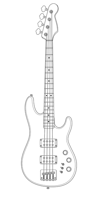 Technical line drawing of G&L L-2000