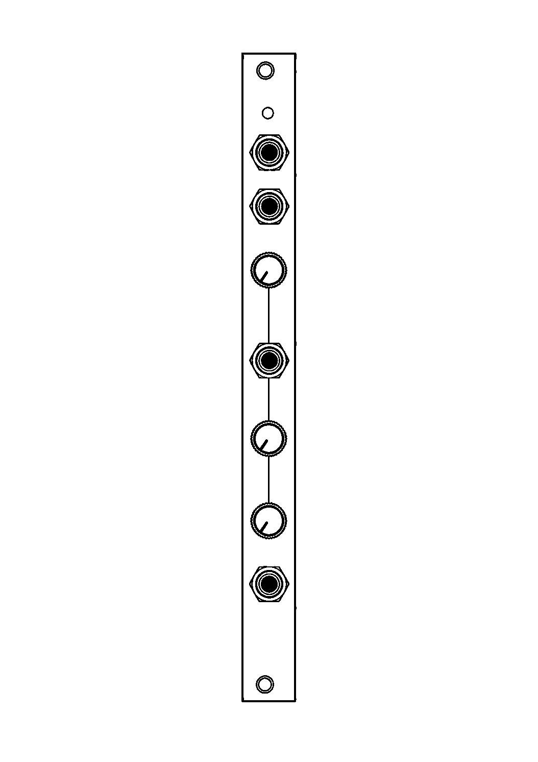 Technical line drawing of 2hp TM Eurorack module