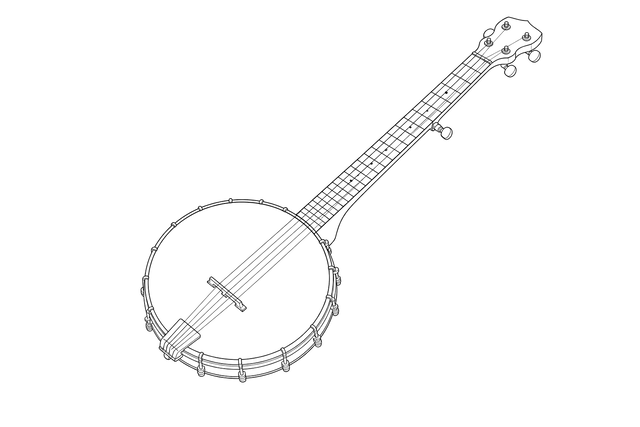 Technical line drawing of Deering Goodtime Banjo